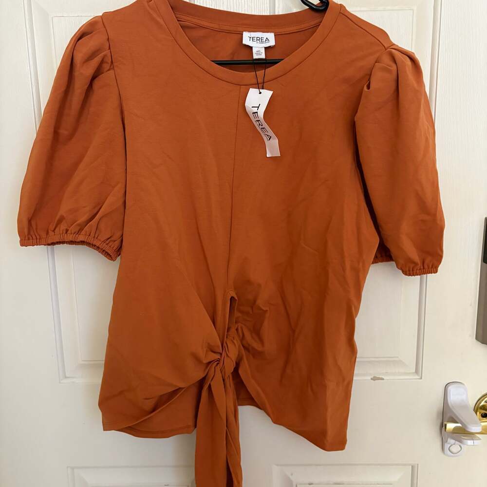 Terea By Andrea Pitter Beige Short Sleeve Top